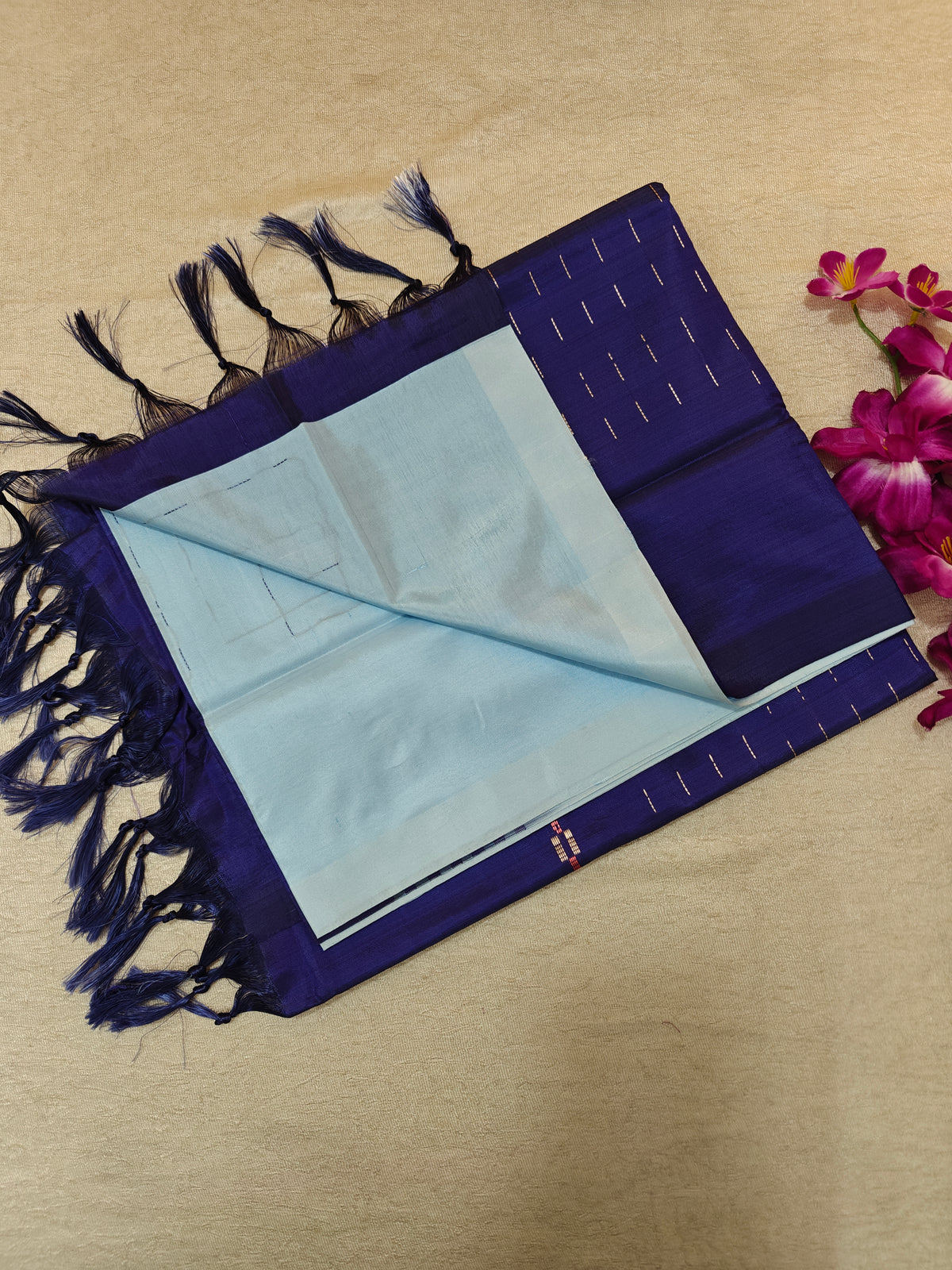 Chinnalampattu Saree- Pastel Blue with Blue