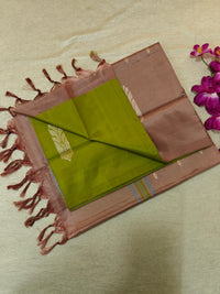 Chinnalampattu Saree- Green with Onion Pink