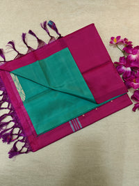 Chinnalampattu Saree- Green with Magenta Pink