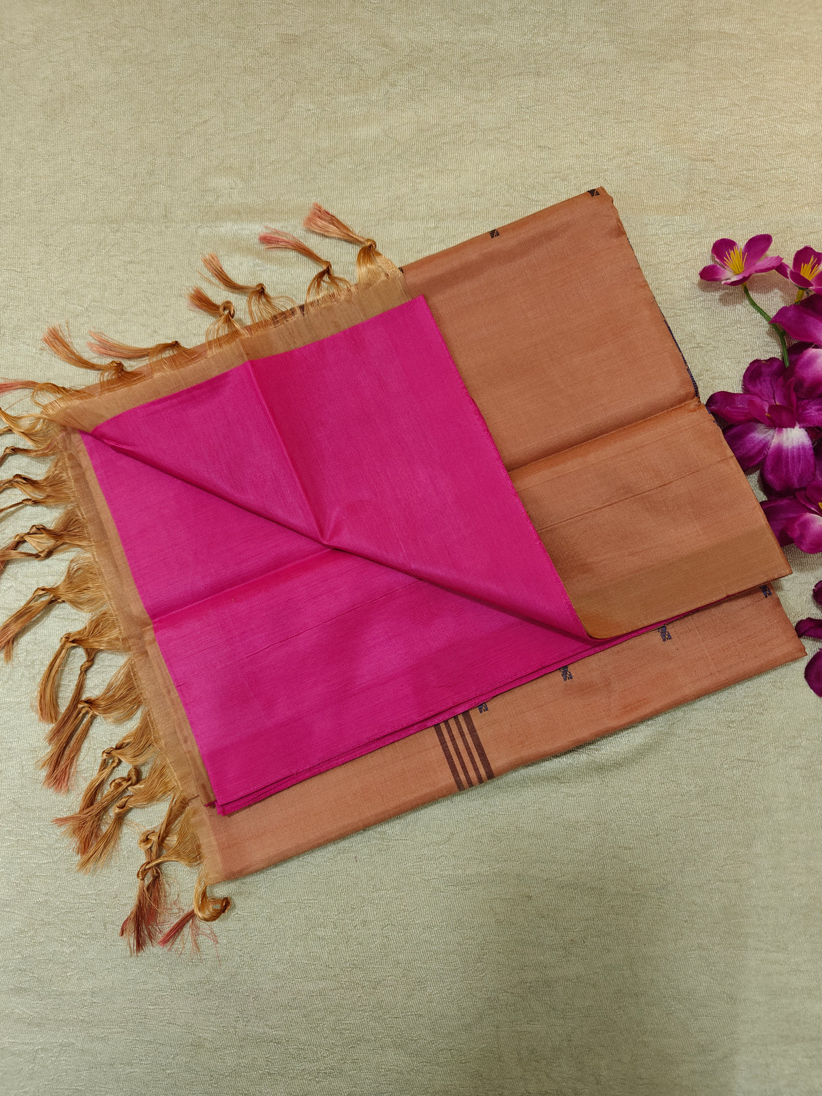 Chinnalampattu Saree- Pink with Beig