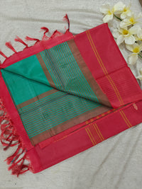 Chinnalampattu Saree- Sea Green with Red