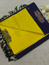 Chinnalampattu Saree- Yellow with Blue
