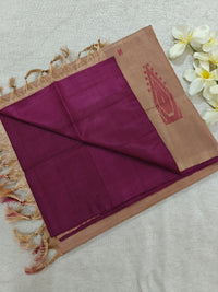 Chinnalampattu Saree- Gark Magenta Pink with Beige