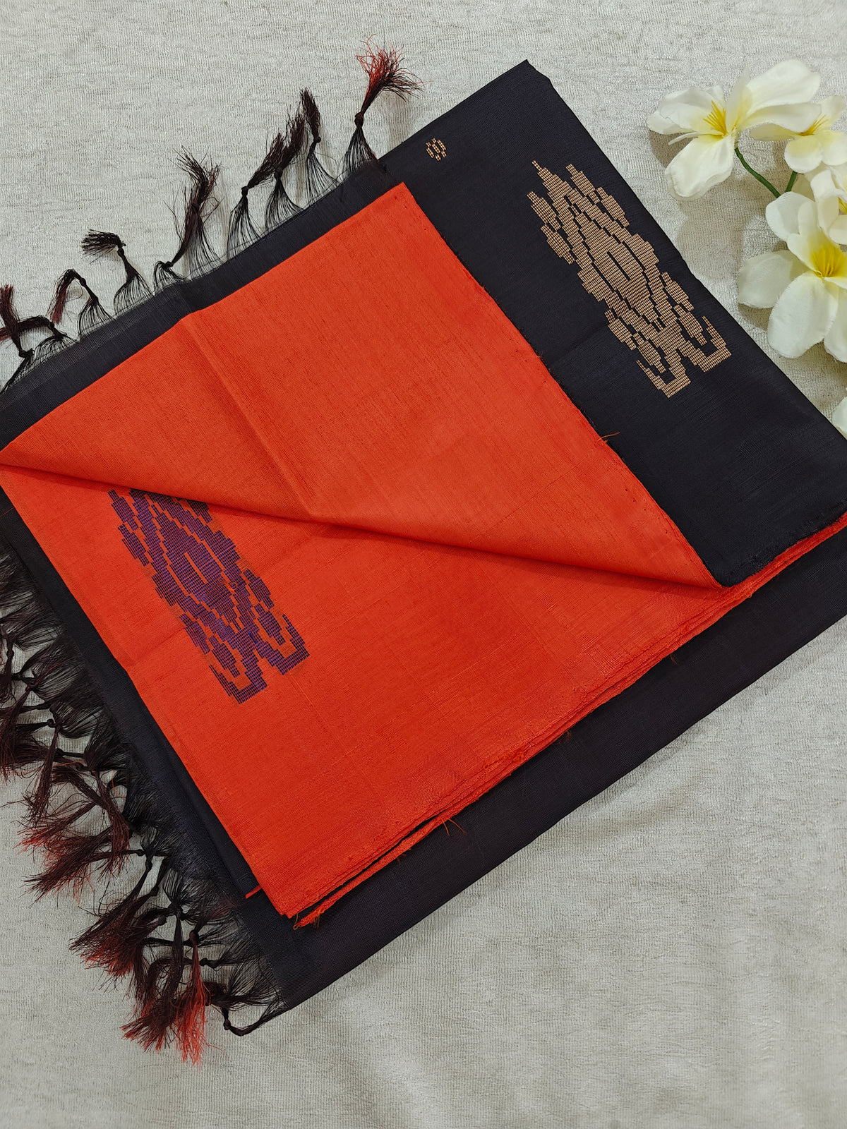 Chinnalampattu Saree- Orange with Brown