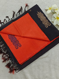 Chinnalampattu Saree- Orange with Brown