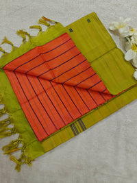 Chinnalampattu Saree- Orange with Green