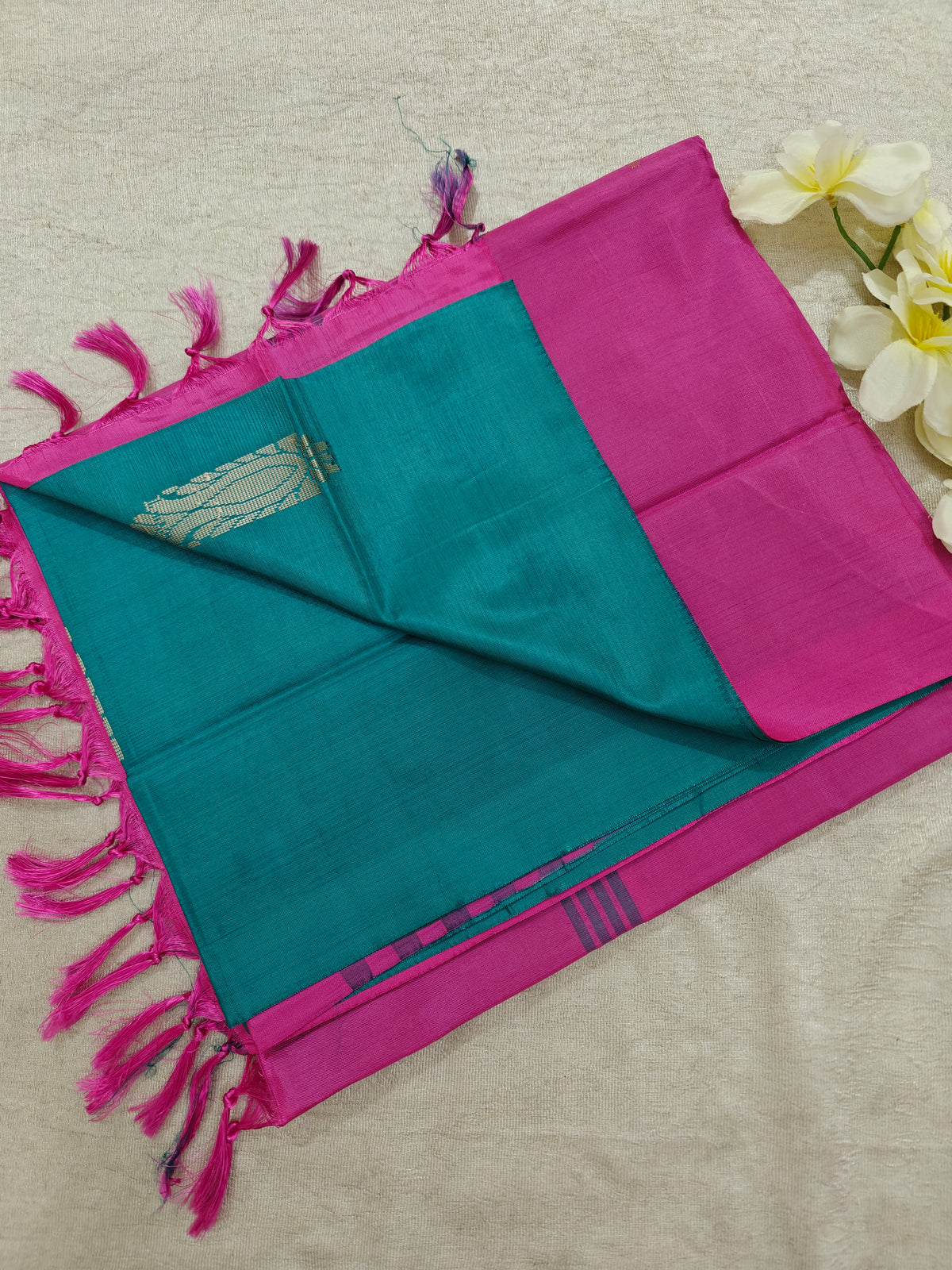 Chinnalampattu Saree- Sea Green with Pink