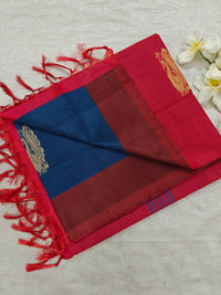 Chinnalampattu Saree- Dark Blue with Red