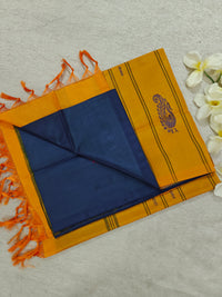 Chinnalampattu Saree- Blue with Yellow
