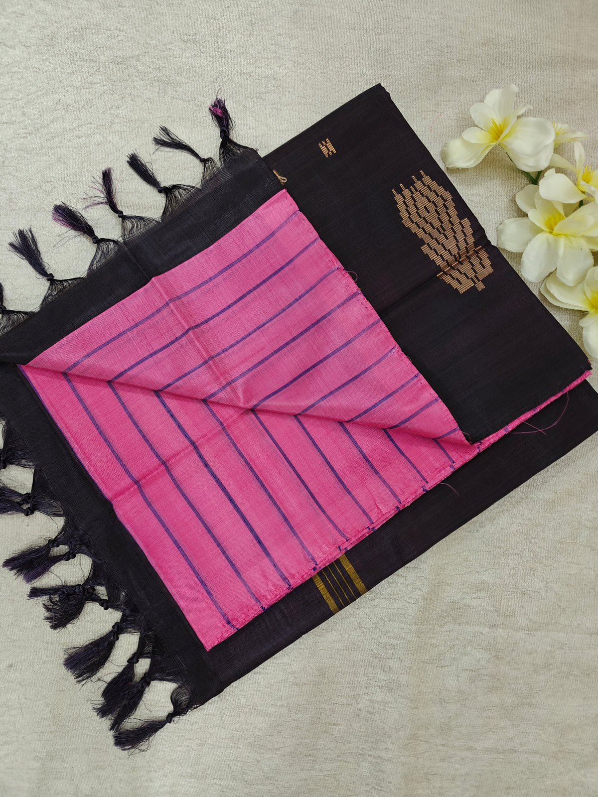 Chinnalampattu Saree - Pink with Brown