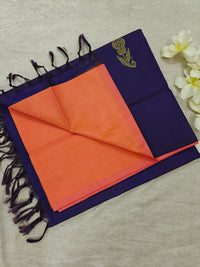 Chinnalampattu Saree - Peach with Blue