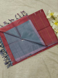 Chinnalampattu Saree - Dual Shade Off Grey with Pink