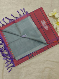 Chinnalampattu Saree - Grey with Dark Onion Pink
