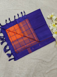 Chinnalampattu Saree- Orange with Blue