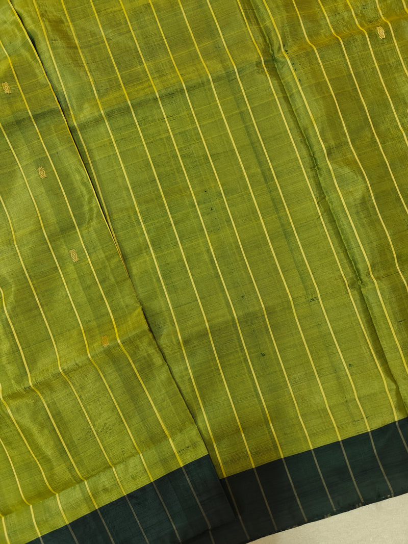 Chinnalampattu Saree - Dark Green with Green