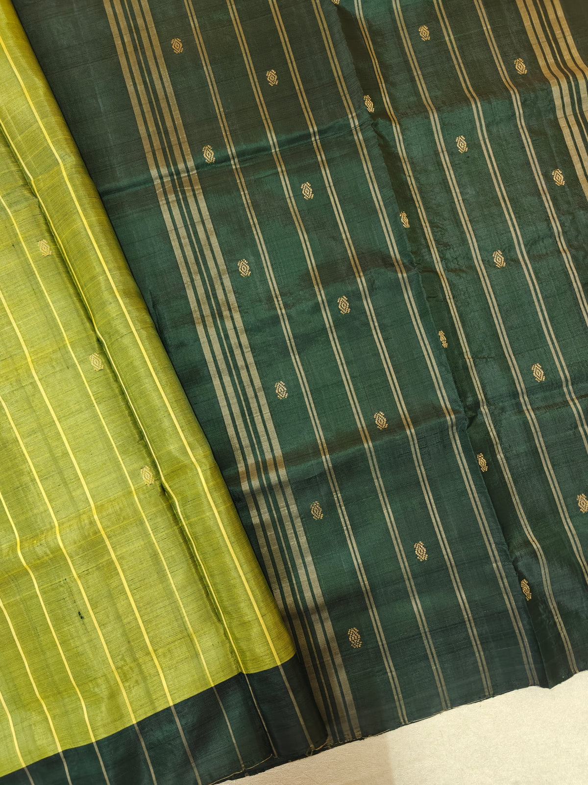Chinnalampattu Saree - Dark Green with Green