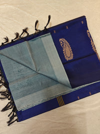 Chinnalampattu Saree - Grey with Blue