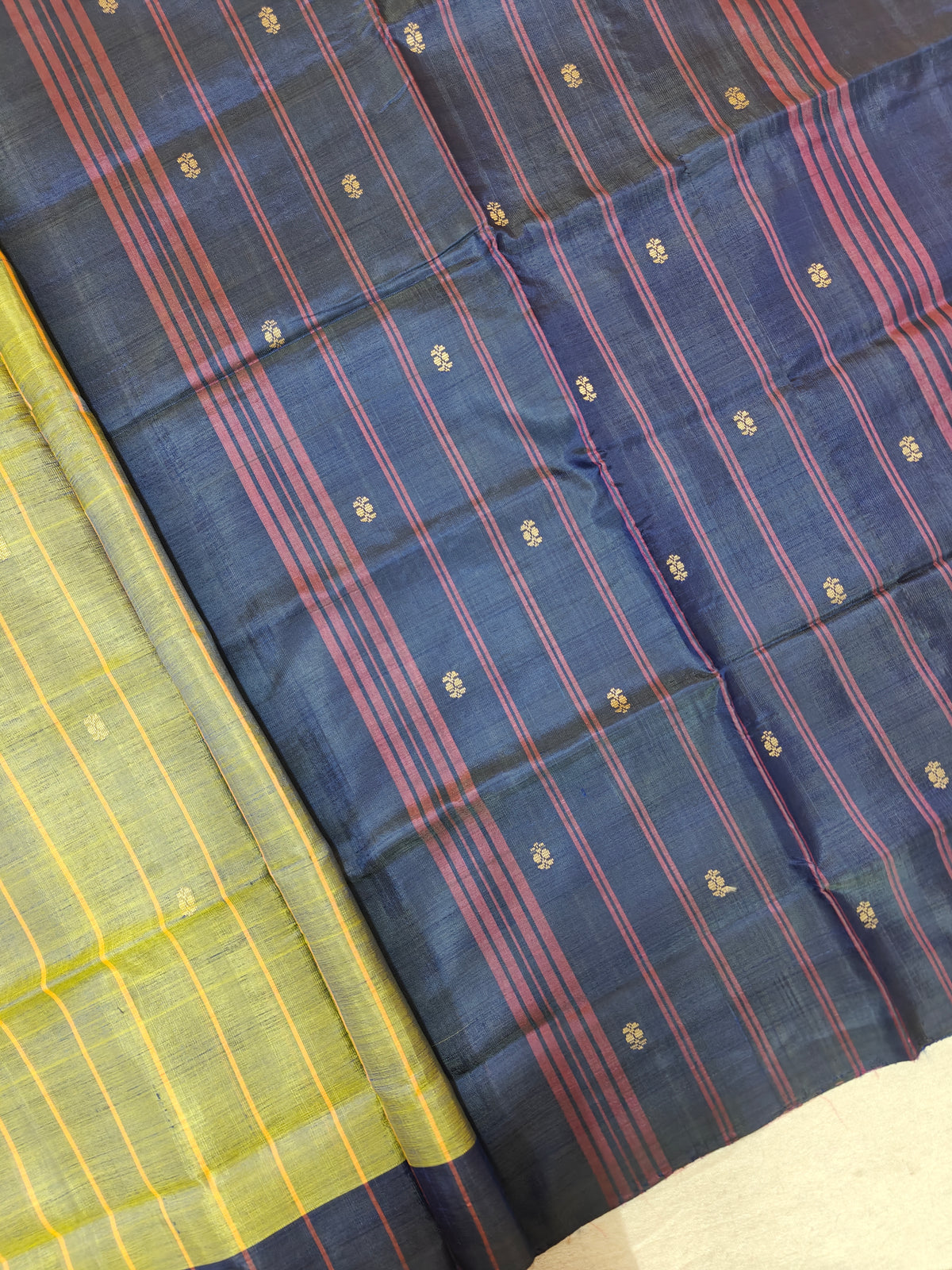Chinnalampattu Saree - Green with Dark Purple