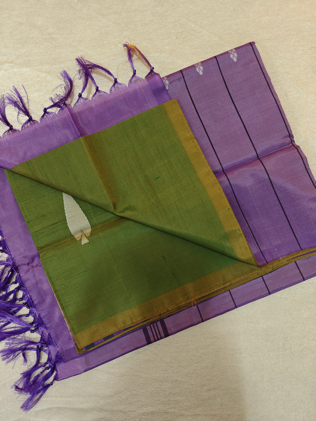 Chinnalampattu Saree - Green with Lavender