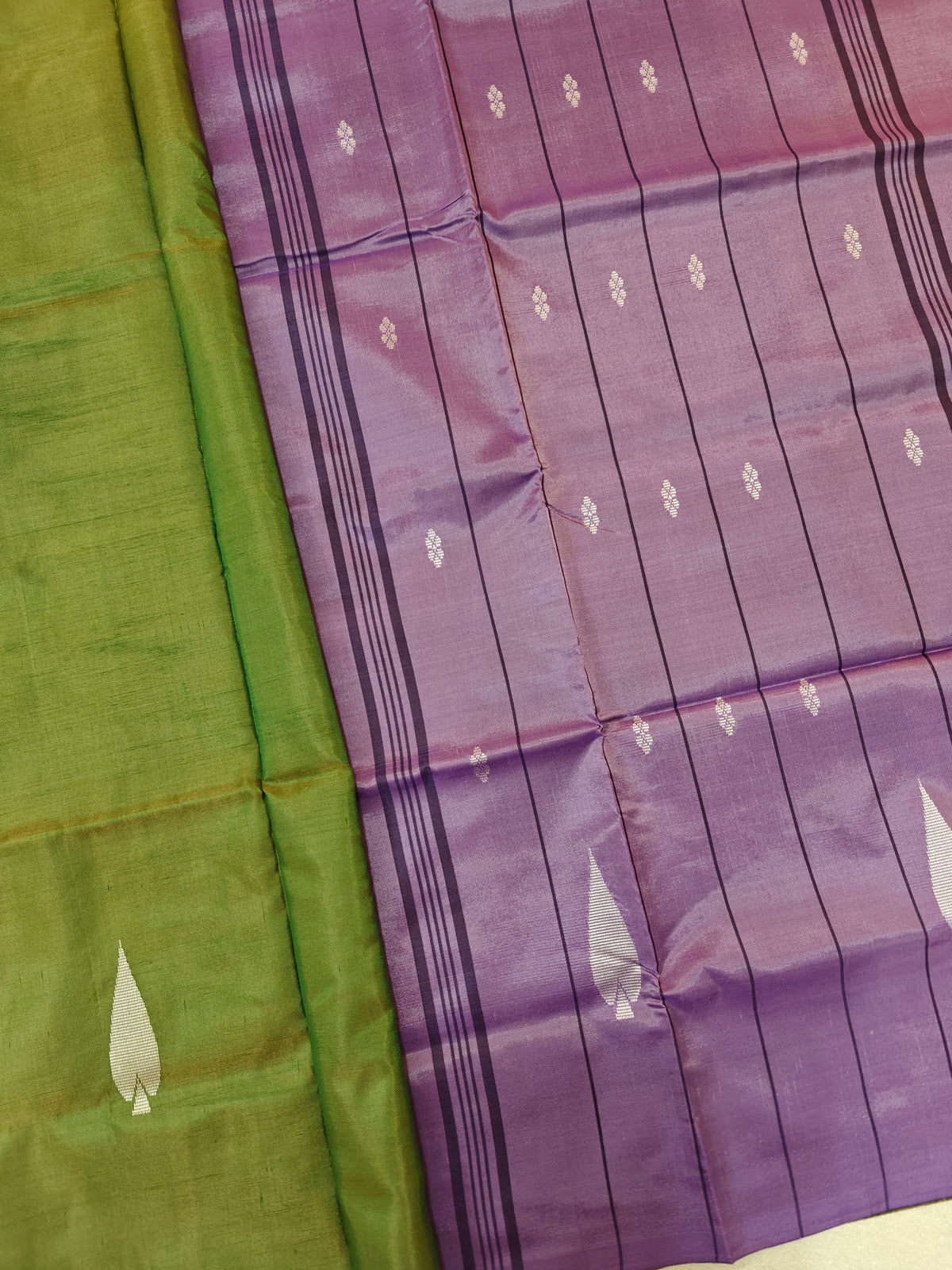 Chinnalampattu Saree - Green with Lavender