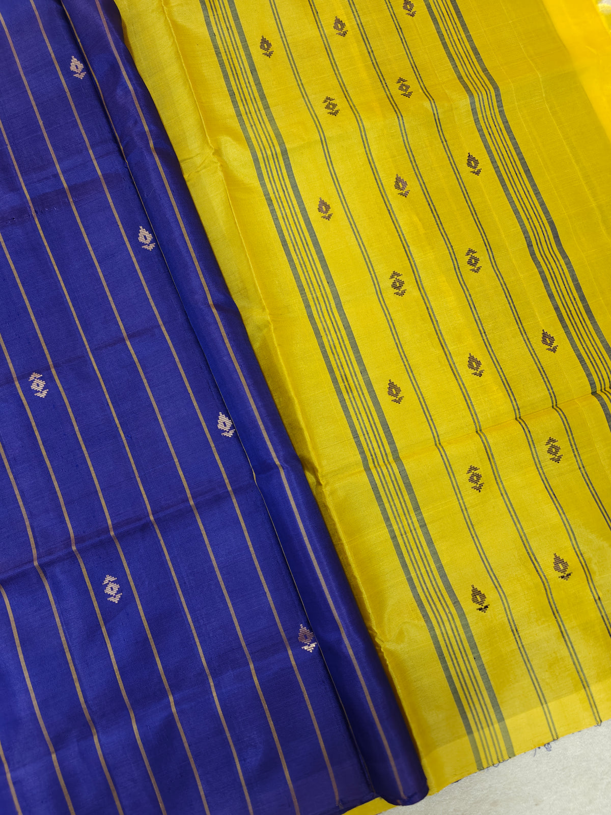 Chinnalampattu Saree- Blue with Yellow
