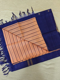 Chinnalampattu Saree - Peach with Blue
