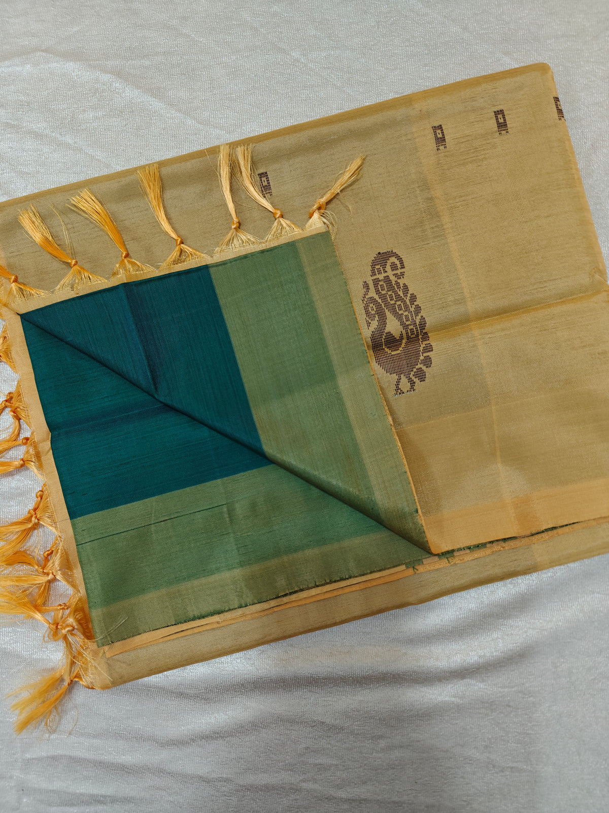 Chinnalampattu Saree - Green with Sandel