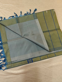 Chinnalampattu Saree - Grey with Peacock Green