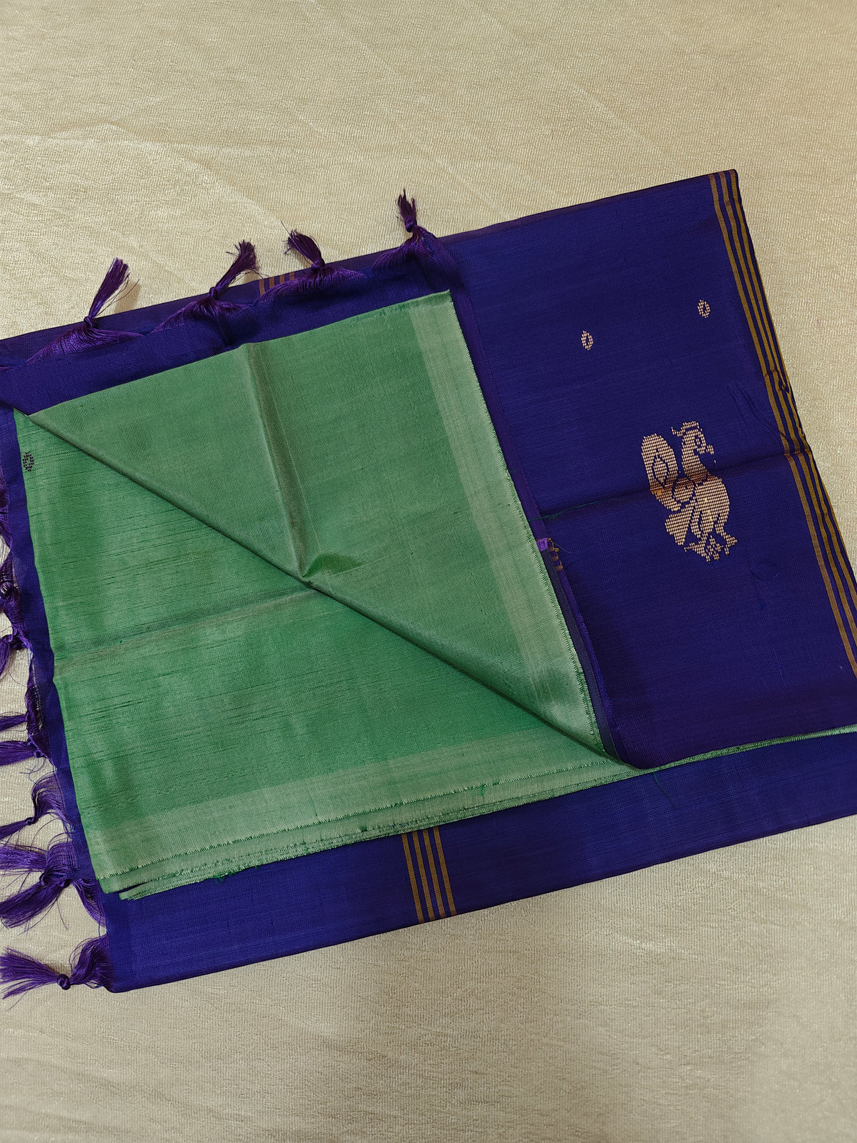 Chinnalampattu Saree - Green with Violet