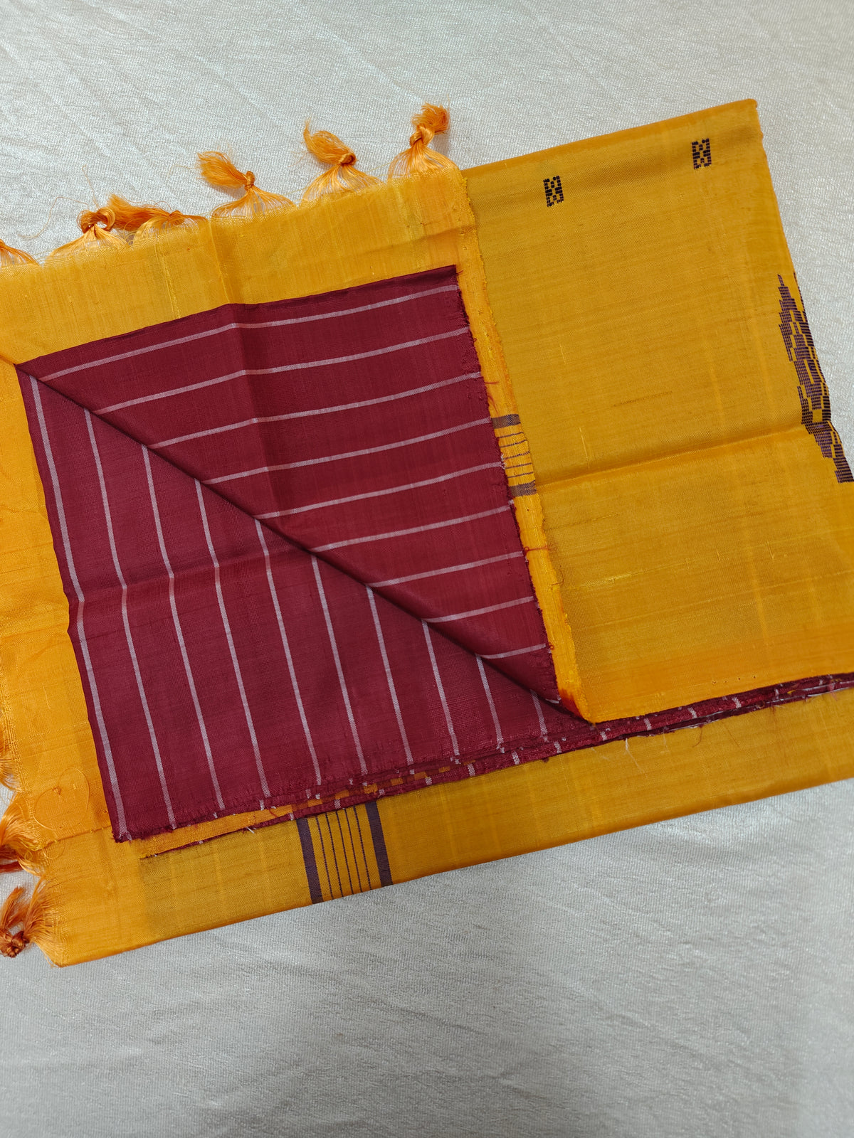 Chinnalampattu Saree - Maroon with Yellow