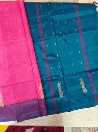 Chinnalampattu Saree - Pink with Peacock Blue