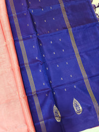 Chinnalampattu Saree - Peach with Blue