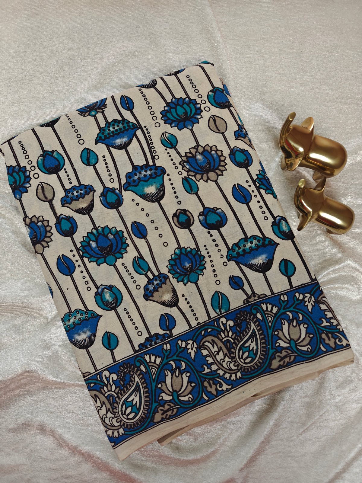 Cotton Kalamkari Saree - Blue
