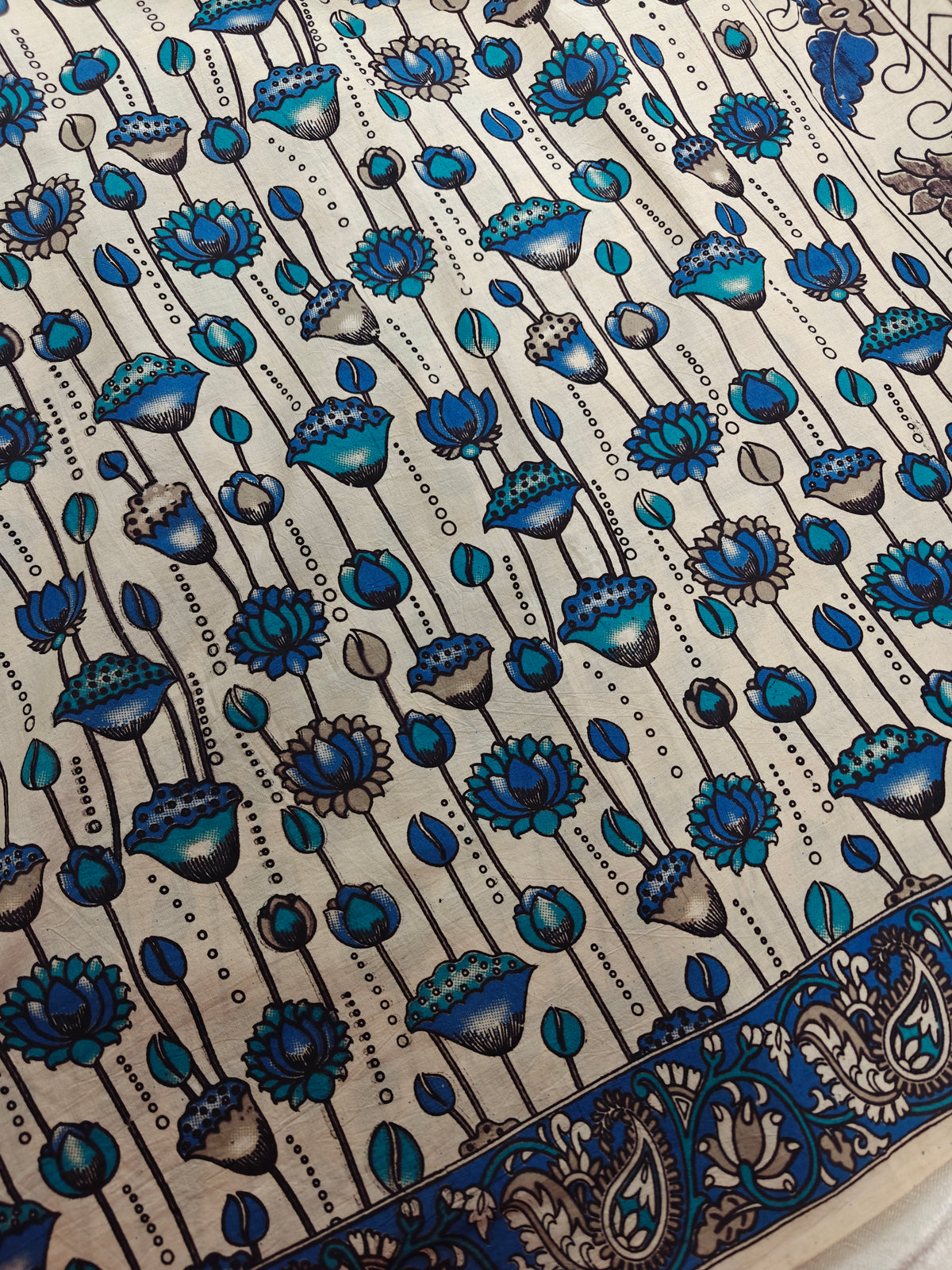 Cotton Kalamkari Saree - Blue