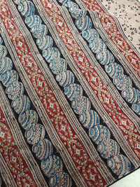 Cotton Kalamkari Saree - Black with Red