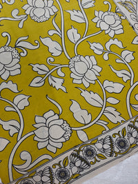 Cotton Kalamkari Saree - Lime Green