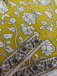 Cotton Kalamkari Saree - Lime Green