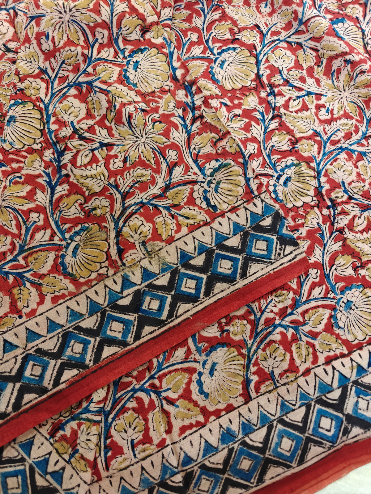 Cotton Kalamkari Saree - Red