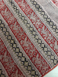 Cotton Kalamkari Saree - Red with Black