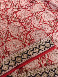 Cotton Kalamkari Saree - Red with Black