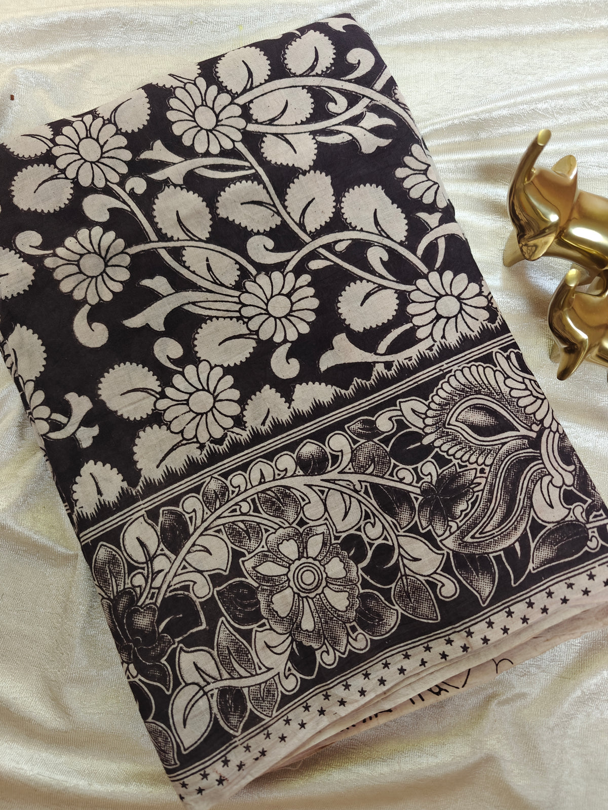 Cotton Kalamkari Saree - Black