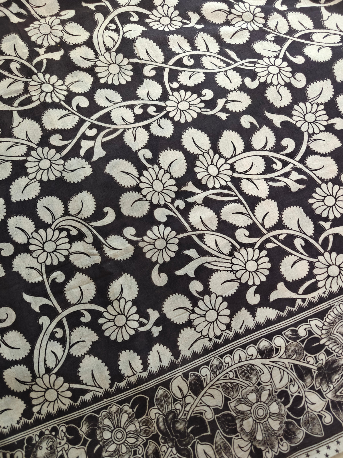 Cotton Kalamkari Saree - Black