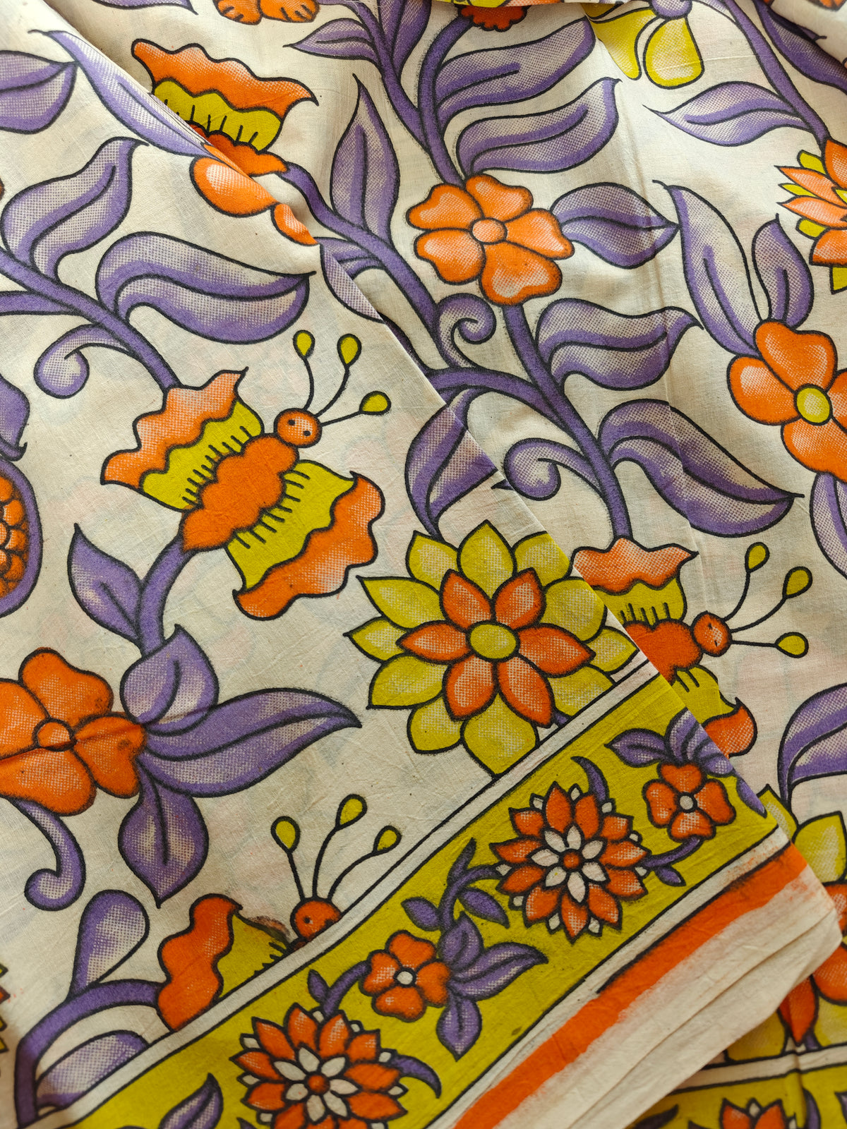 Cotton Kalamkari Saree - Multi Shade