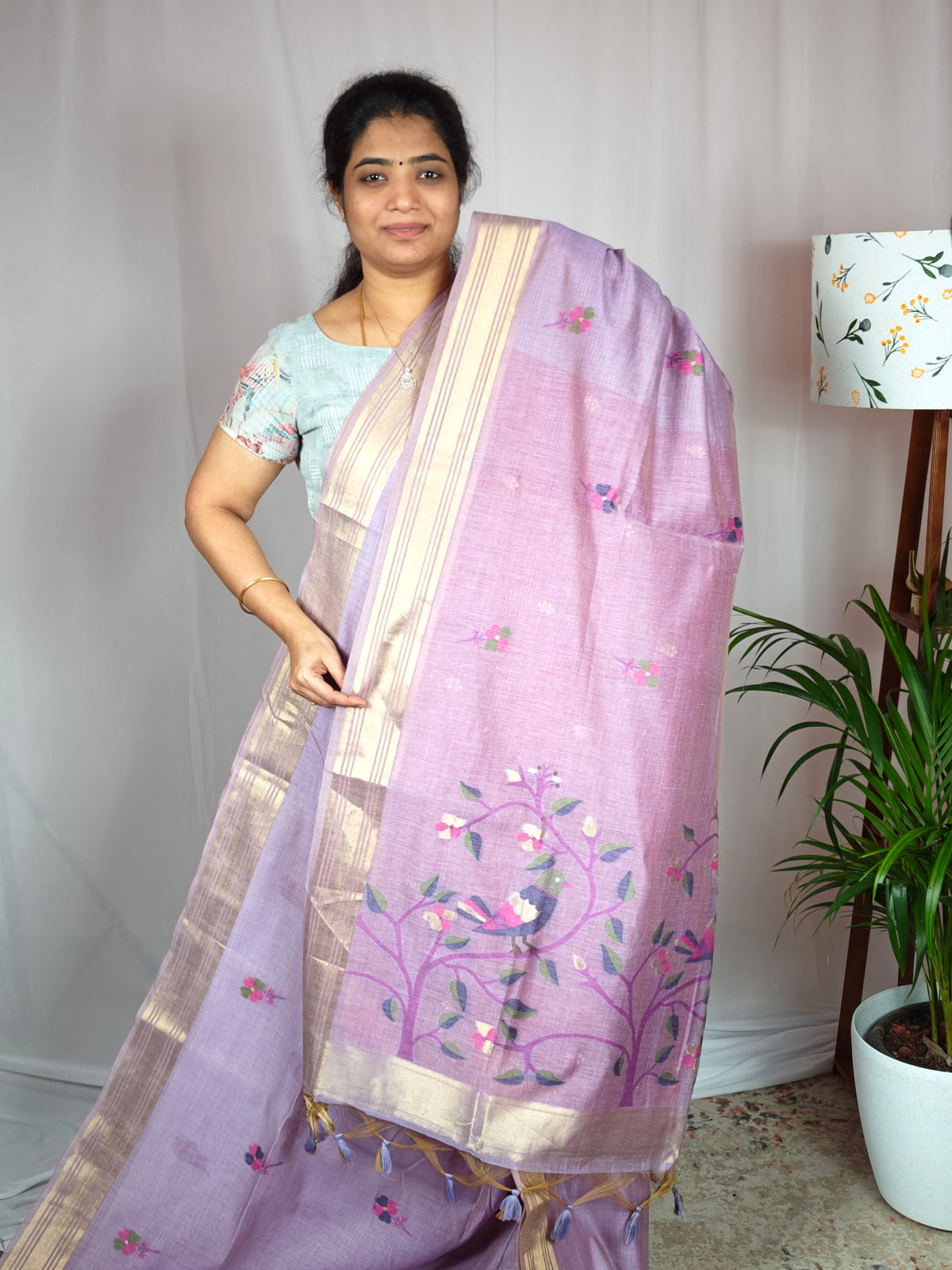 Soft Cotton with Weaving Floral Pattern  - Lavender