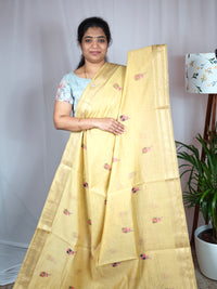 Soft Cotton with Weaving Floral Pattern  - Yellow