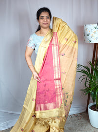 Soft Cotton with Weaving Floral Pattern  - Yellow