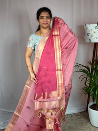 Soft Cotton with Weaving Floral Pattern  - Pink