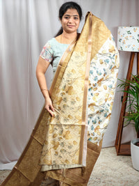 Soft Semi Tussar Zari Weaving  Border - Mustard Gold