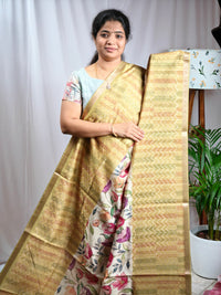 Soft Semi Tussar Zari Weaving  Border - Mustard Yellow