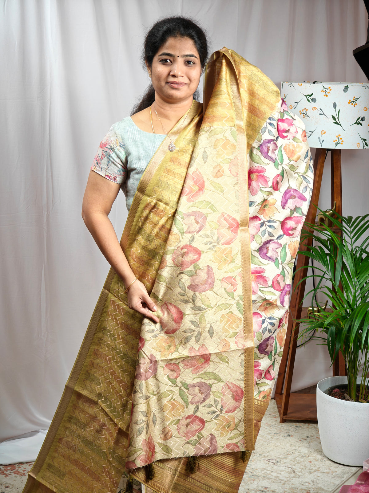 Soft Semi Tussar Zari Weaving  Border - Mustard Yellow